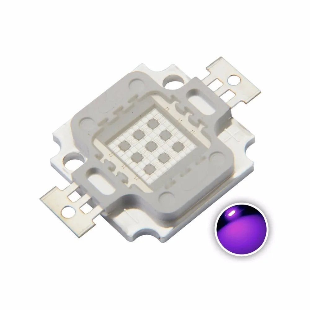 5PCS 10W High Power LED 900mA 11-13.8V UV Light Chip 365nm 375NM 385nm 395nm 400nm 415nm 430nm Ultra Violet DIY