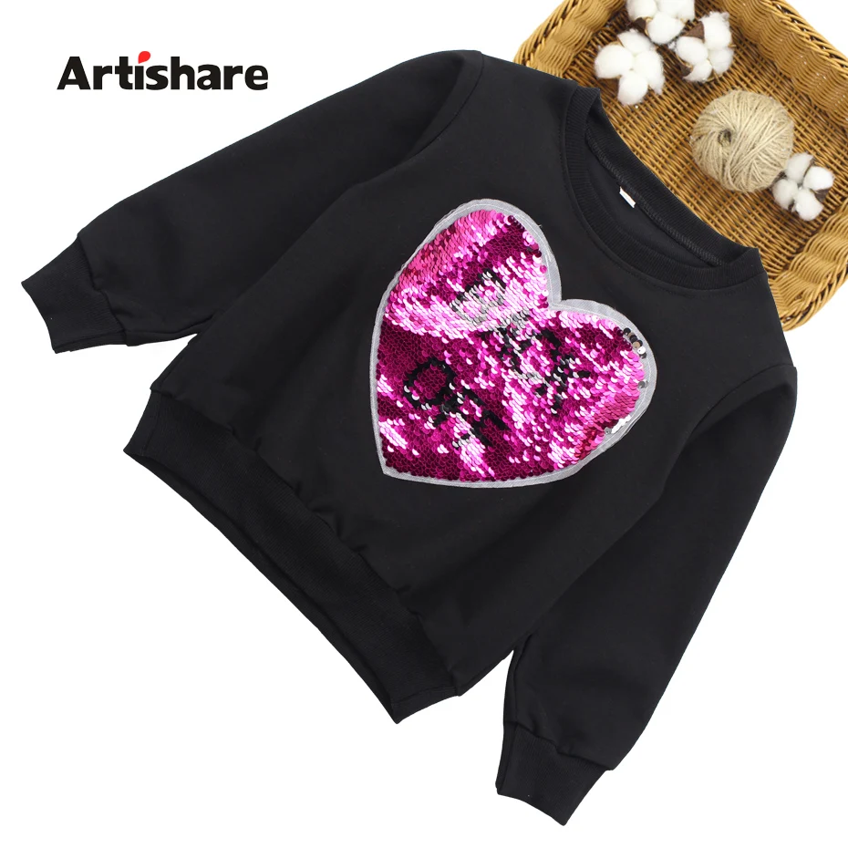 

Girls Tops Long Sleeve T-shirts Girls Changeable Sequins Boys Outerwear Spring Autumn Teenage Kids Sweatshirt 2 8 9 10 12 Years