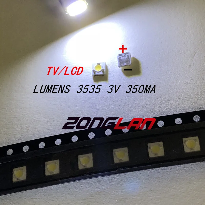50 шт. светильники SMD LED 3535 3537 3 в 1 Вт холодный белый свет для подсветки телевизора