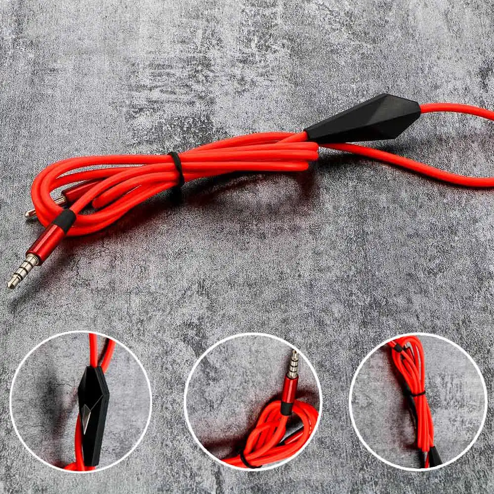 

1 Pc 3.5mm Durable Red New Replacement Control Talk Cable/Wire/Aux/Cord for Dr Dre Beats Solo/Studio US Male To Male About 115cm