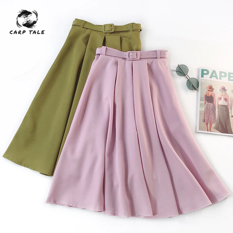 

CARP TALE 2019 New Spring Autumn Winter High Waisted Skinny Female Velvet Skirt Pleated Skirts Pleated Skirt Free Shipping