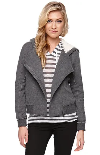 

Women Winter Sherpa Moto Jacket Hoodie USA Size XS-XL