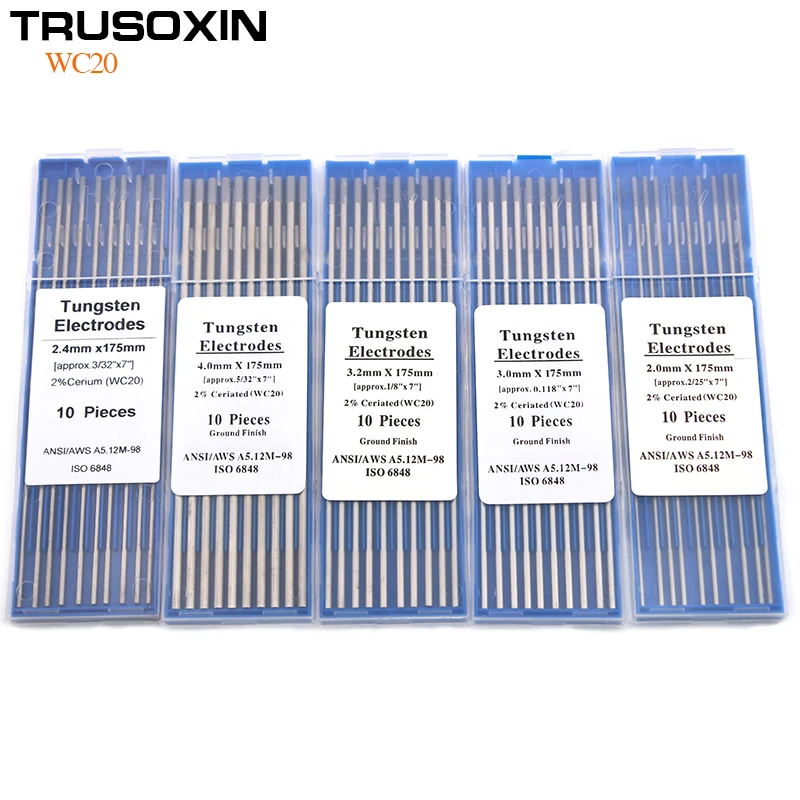 for Welding Sheet Stainless Steel 10PCS WC20 TIG Welding Cerium Tungsten Electrodes Gray Tip Tungsten Needle Aluminum and Alloy Products 1.6×175mm Tungsten Electrodes