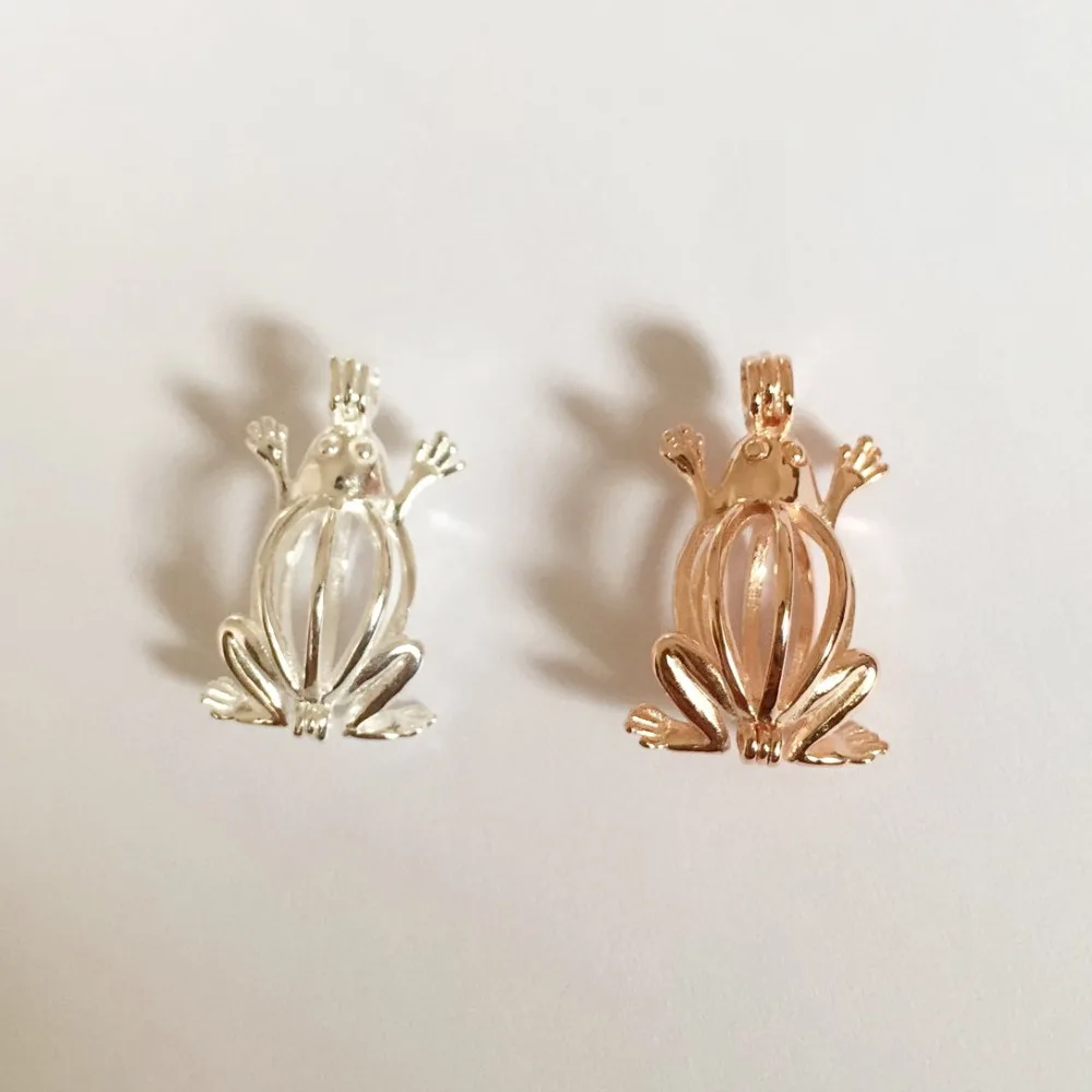 

925 Sterling Silver Frog Pearl Pendant Finding, Pendant Locket Cage , can open DIY Jewelry Charms Fitting