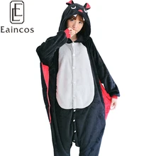 Bat Pijamas adultos Onesies Pijamas de Franela Animal del Dibujo Animado Negro Cosplay Traje de Fiesta de Halloween Pijamas Homewear Para Hombres Mujeres