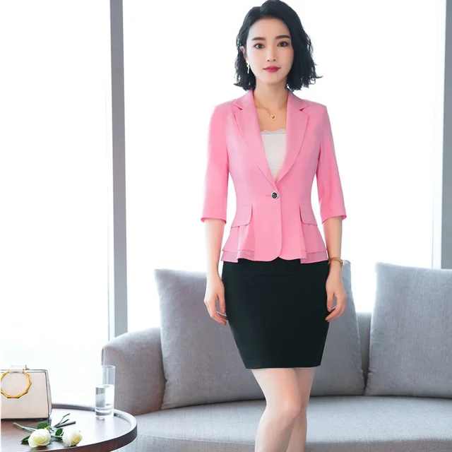 Aliexpress.com : Buy Elegant Pink Half Sleeve Formal Uniform Styles ...