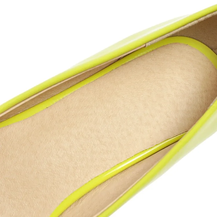Hisdern лакированной PU искусственной кожи 2,5/6/8,5 см Женская обувь Для женщин женские туфли-лодочки офисные туфли с острым носком слипоны весенние туфли-лодочки на высоком каблуке; большие размеры 42 43, желтого цвета