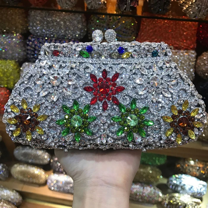Брендовая новейшая вечерняя сумка XIYUAN с цветами и кристаллами клатч золотыми