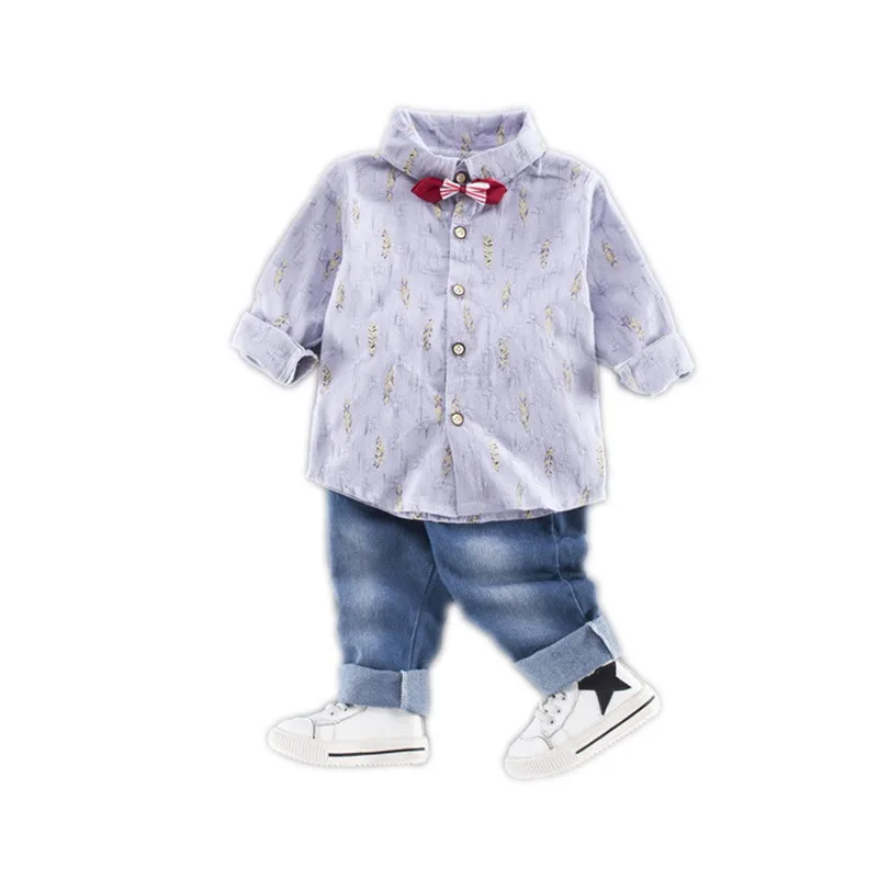 

Children's spring long sleeve suit baby new rice shirt boy suit
