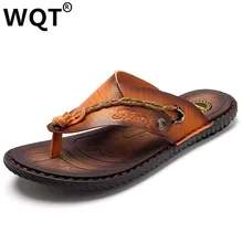 2017 New Summer Fashion Genuine Leather Sandals Men Flip Flops Casual Men Sandalias Hombre Beach Slippers Shoes For Man