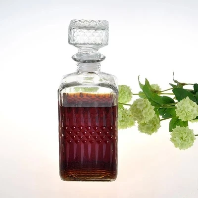 

1PC 800ml Luxury Lead Free Square Glass Wine Bottle Whiskey Decanter Alcohol Container Pourer Wine Carafe JR 1088