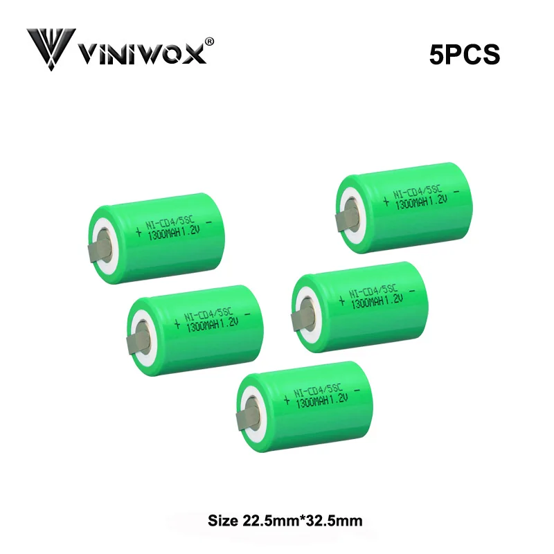 Ni-CD 1300 мА/ч, 4/5SC 1,2 V Перезаряжаемые аккумуляторные батареи с длительным сроком службы фонарик Мощность банк Мощность инструмент Батарея-гидридных и никель-кадмиевых типов аккумуляторов сотового аккумулятора - Цвет: 5PCS