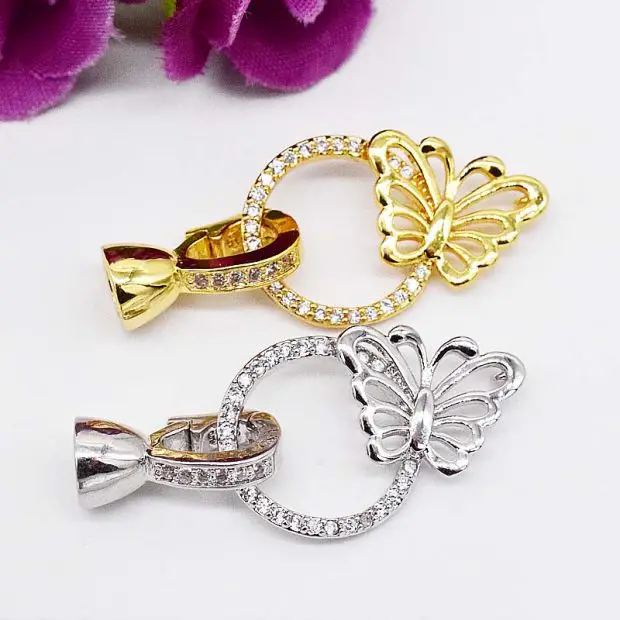 

one pcs white yellow butterfly plated Jewelry Clasp one string wholesale hook FPPJ FPPJ