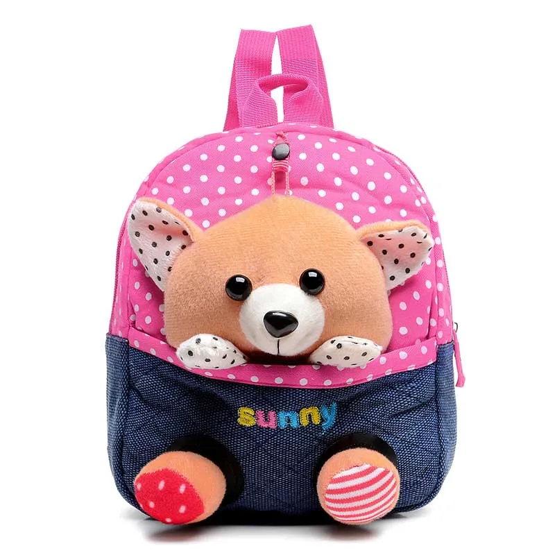 Plush backpacks toy bear Kids plush bags Dolls&Stuffed Toys Baby kindergarden School Bags children mochila for 2-5years - Цвет: Красный