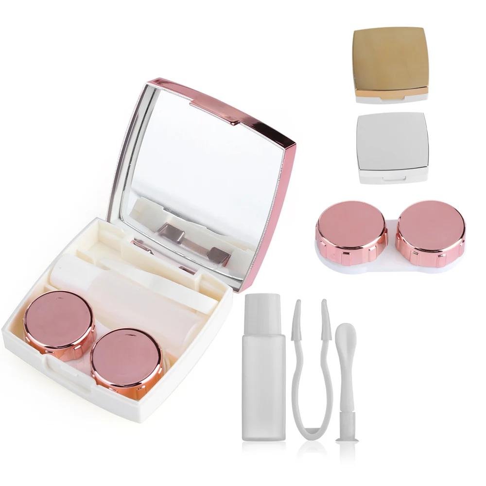

1PC Fashion Plastic Contact Lens Mirror Case Lenses Storage Box Travel Size Portable Multi-purpose Eye Lashes Container