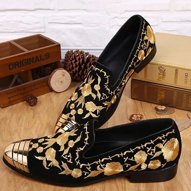 

Zapatos de hombre Flats GolD Totem Embroider Gradient Handmade Chaussure Femme Mens Dress Smoking Loafer Shoes Zapatos Hombre