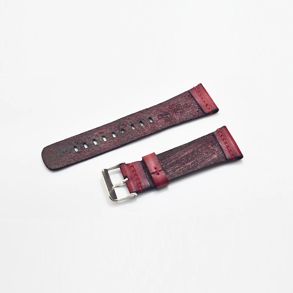 Leather Watch Band Watchband Leather Strap 24mm blue/red Vintage Watch Accessories Stainless Steel Men Woman High Qualit