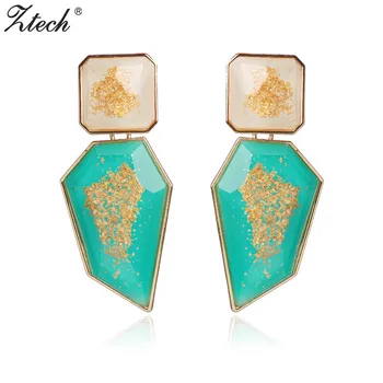 

Ztech Luxury Hyperbole Big Stone Pendant Earrings For Women ZA Wedding Dangle Drop Jewelry Charm Statement Earrings Wholesale