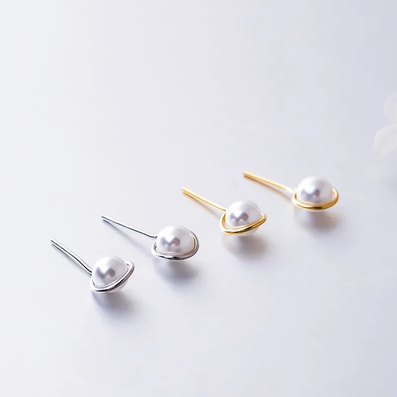 simple pearl earrings woman S925 silver fashion stud earrings for women silver earrings girl gift high quality ball