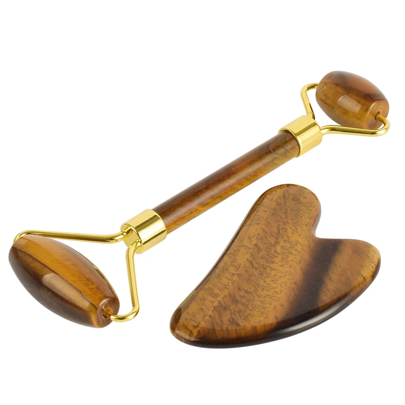Набор инструментов для лица Jade Roller Gua Sha натуральный тигровый глаз массаж