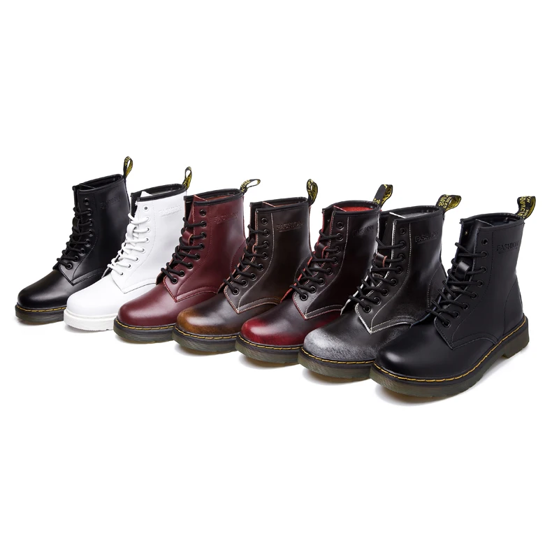 Big Size 10~13 Real Leather Martins Men Women Boots Snow Boots Military Girls for Casual Walking Shoes Winter Femme Bota 2016