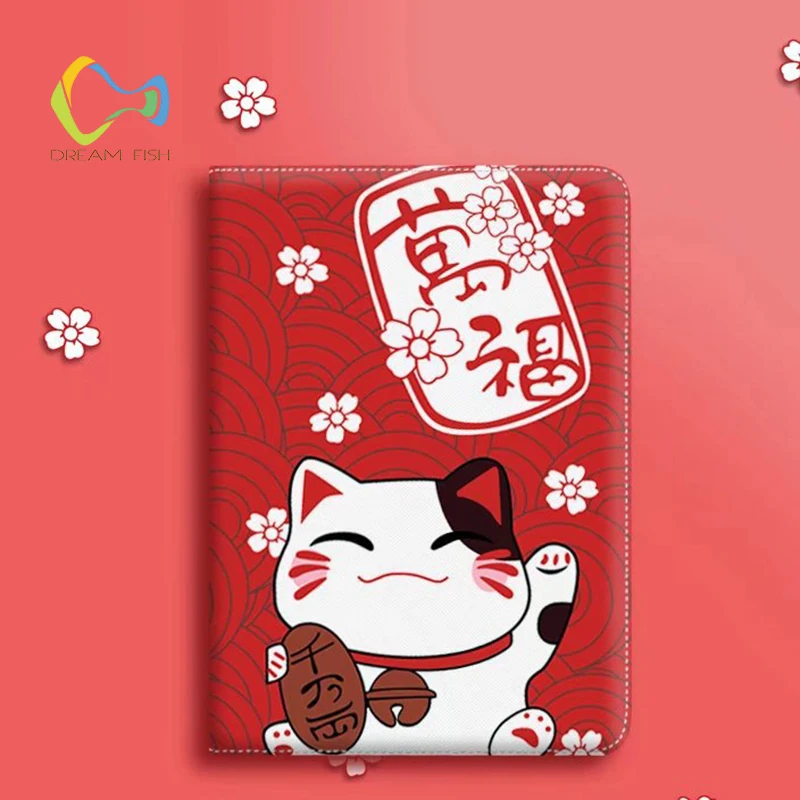 

For Ipad Mini 4 Case Lucky Cat Auto Sleep Wake Up Smart Flip Stand PU Leather Screen Protector Cover for Apple Gadget A1538