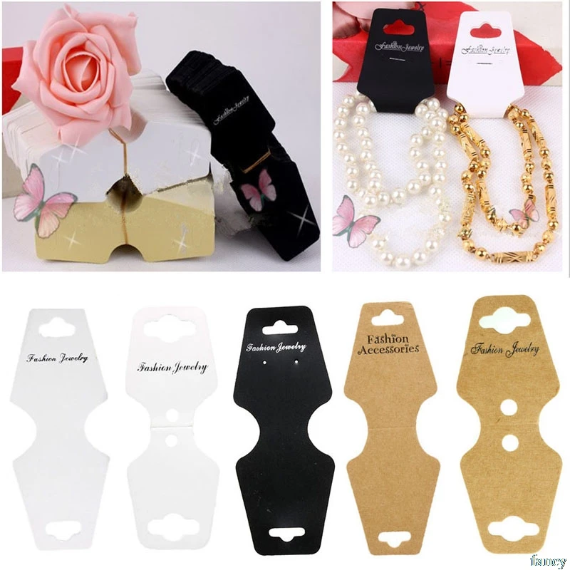 

100Pcs Jewelry Necklace Bracelet Hanging Holder Jewerly Display Paper Cards Jewelry Box Packaging