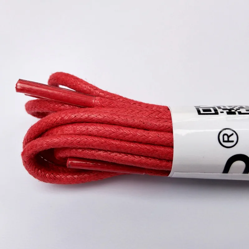 JUP1-12 Pair Red High Quality Unise Laces Waxed Round Shoelaces Sneaker Solid Polyester Twisted Boots Shoes Brand Fashion Sports