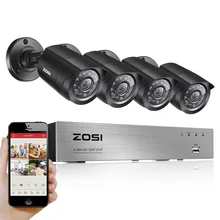 ZOSI 8CH CCTV Система 720P HD Выход HDMI DVR 4 ШТ. 1.0 МП ИК Открытый Камеры Безопасности 1280 ТВЛ Камеры Наблюдения система