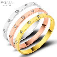 FYSARA, классический бренд, золотой цвет, браслеты для влюбленных, для женщин, титановая сталь, пара ювелирных изделий, Полный CZ белый кристалл, браслеты с пряжкой для мужчин