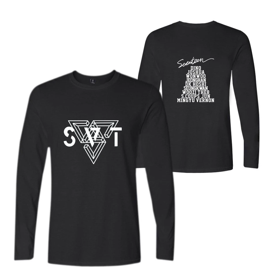 Футболка Seventeen17 хлопковая футболка с длинным рукавом K Pop Style Clothe 17 Carat Seventeen K-Pop