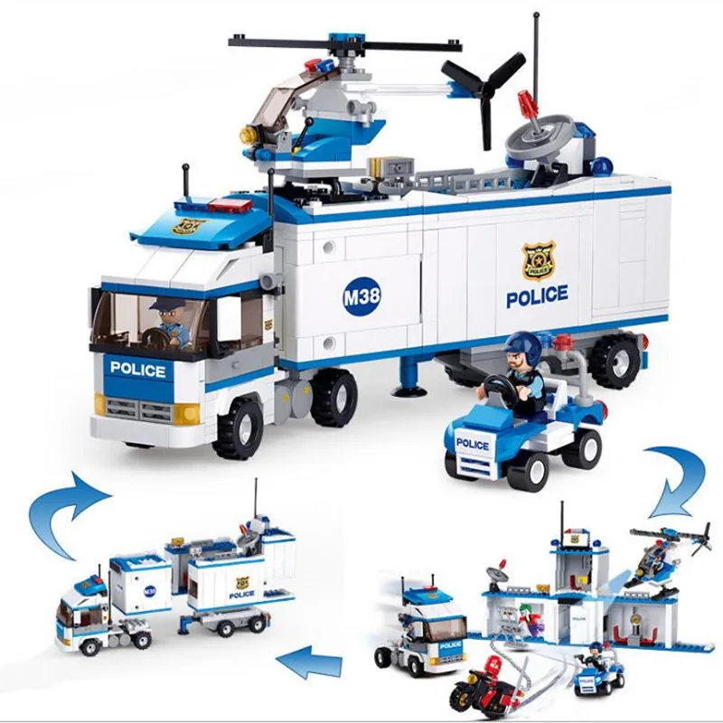 572pcs Legoings 2 In 1 Deformation Police Station Car Building Blocks Toys Kids Children Birthday Christmas Gifts