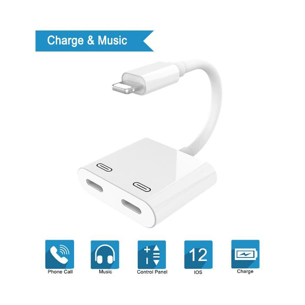

Dual Port Audio Charging Adpater for iPhone X XR XS MAX 7 8 Plus Earphone Headphone Adapter