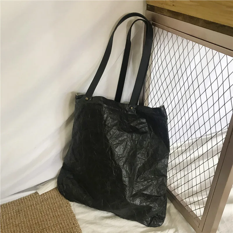 de papel casual tote feminino enrugado bolsa