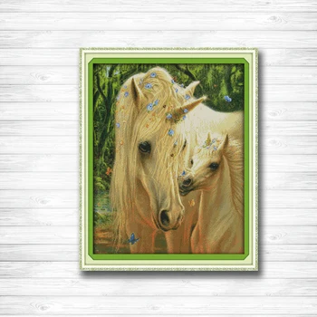 

Mother's love horse 11CT counted print on canvas needlework full embroidery Sets DMC 14CT Cross Stitch kits home Decor paintings