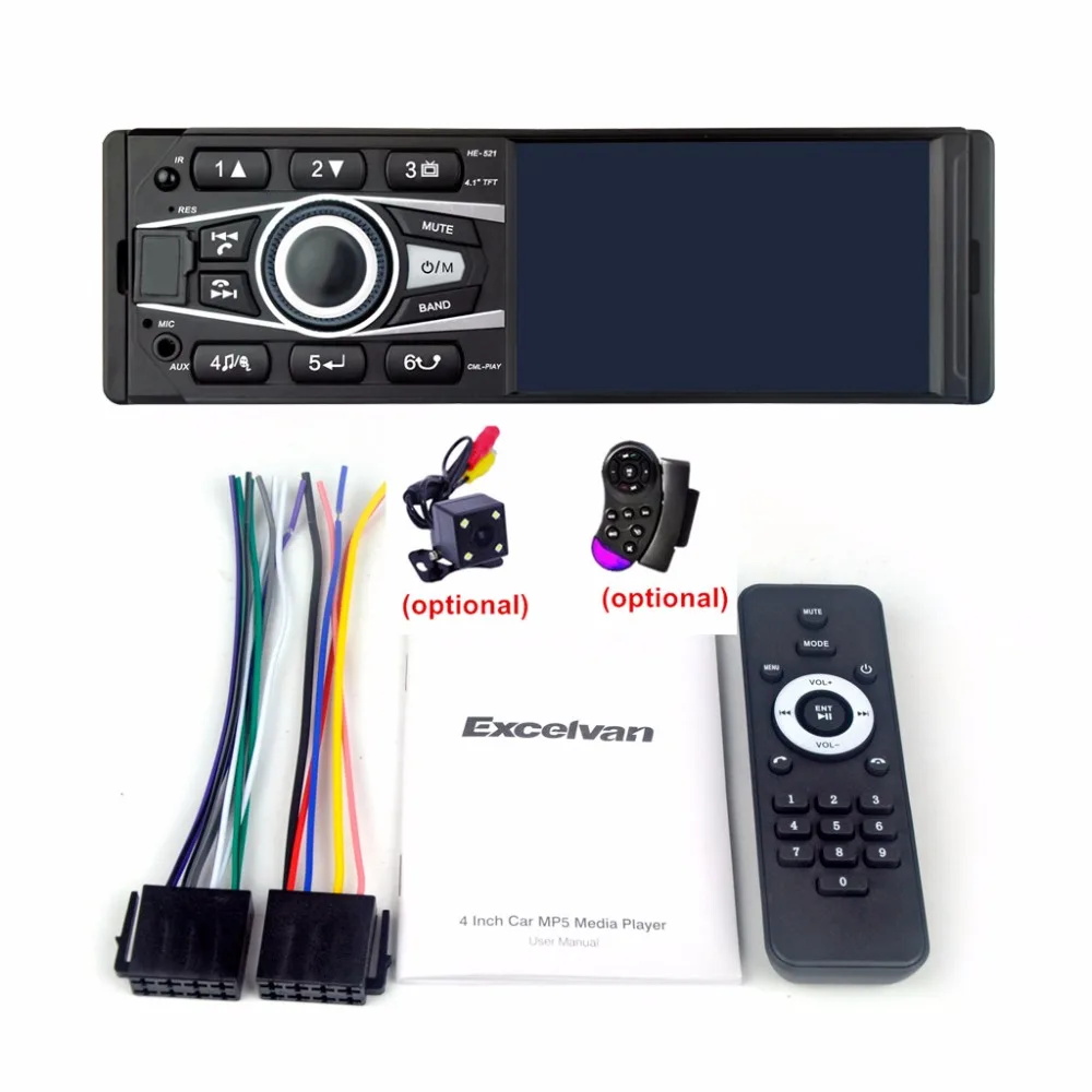 Fonwoon, 4,1 дюймов, сенсорный экран, автомагнитола, Bluetooth, MP5, центральный мультимидиальный плеер, Авторадио, стерео, 1 Din, камера заднего вида