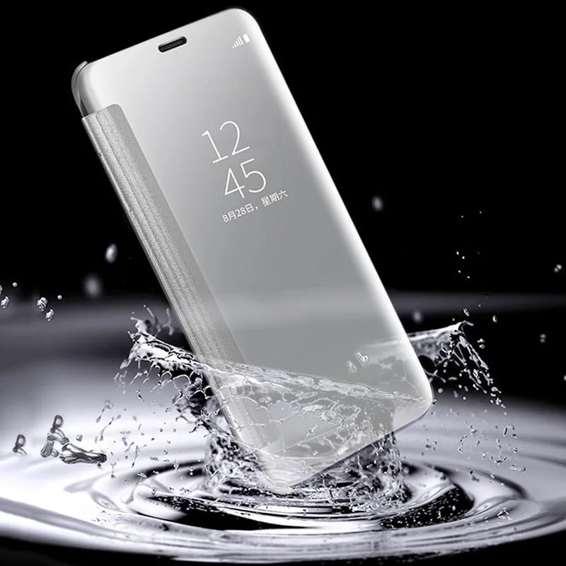 

Luxury Mirror Flip Cases For iPhone X 8 7 6 6S Plus 5 5S SE Samsung Galaxy S9 S8 Plus S7 S6 Note 8 J5 J7 A5 A7 Case Clear Cover