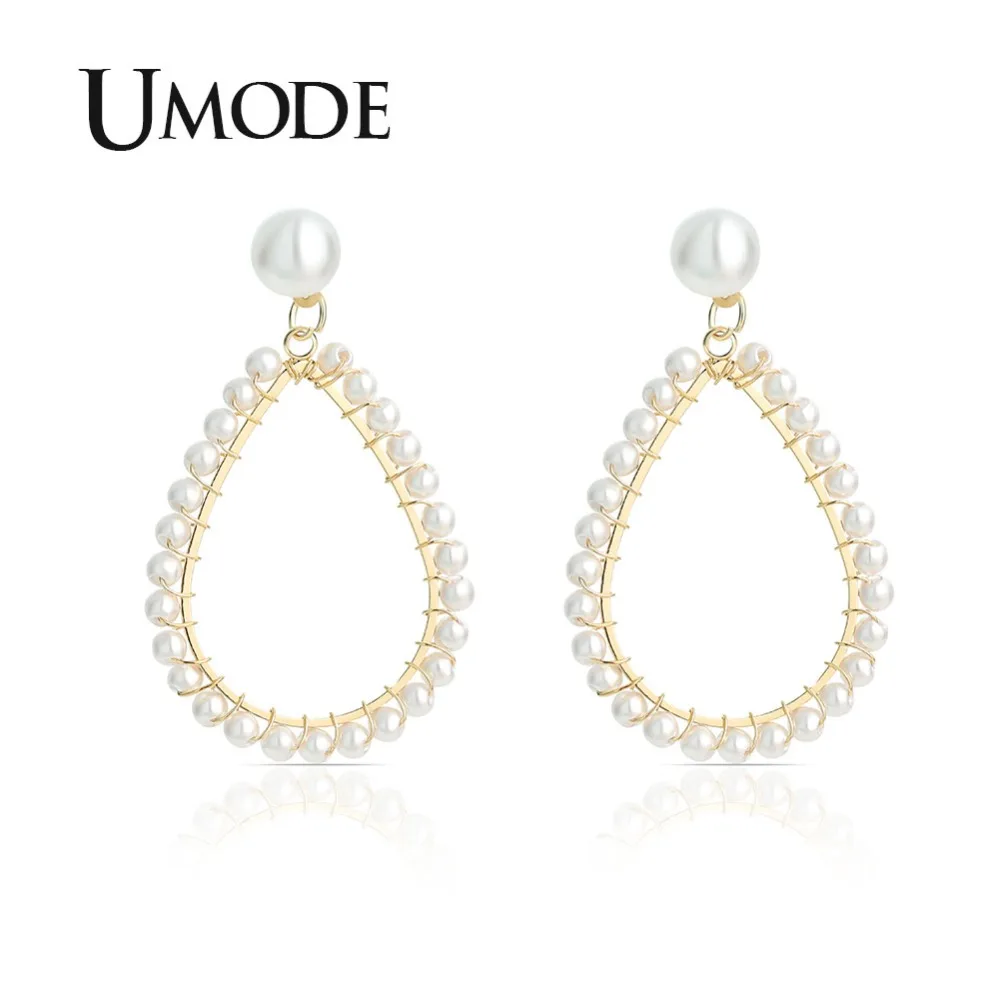 

UMODE Big Gold Water Drop Earrings for Zara* Women Korean Pearl Dangle Earrings Hanging Gift Fashion Jewelry Accessories UE0504