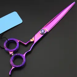 Профессиональный Япония 440c 7 дюймов фиолетовый собака уход ножницы для резки парикмахера ножницами Pet Ножницы Парикмахерские ножницы