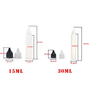 

Wholesale 20pcs 15ml/30ml Empty Plastic LDPE Pen Shaped Long Dropper Bottles Tip Plastic Squeezable Bottle Vape Oil Container