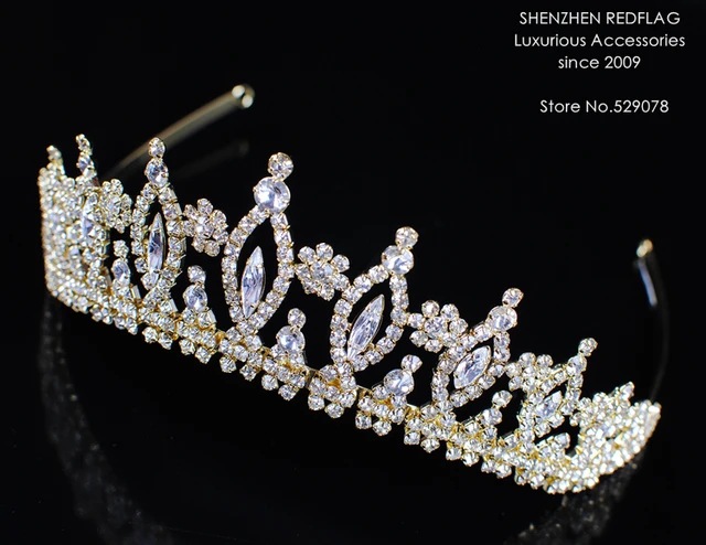 Online Vintage Wedding Bridal Tiaras Handmade Crowns Clear Vintage Wedding Bridal Tiaras Handmade Crowns Clear Crystal Rhinestones Party Prom Pageant Gold Headband Hair Accessories
