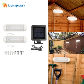 

Lumiparty Rechargeable 5-LED Wall Lamp 1 to 2pcs Solar Garden Light with Pull Cord Switch Cool White for Garage Courtyard