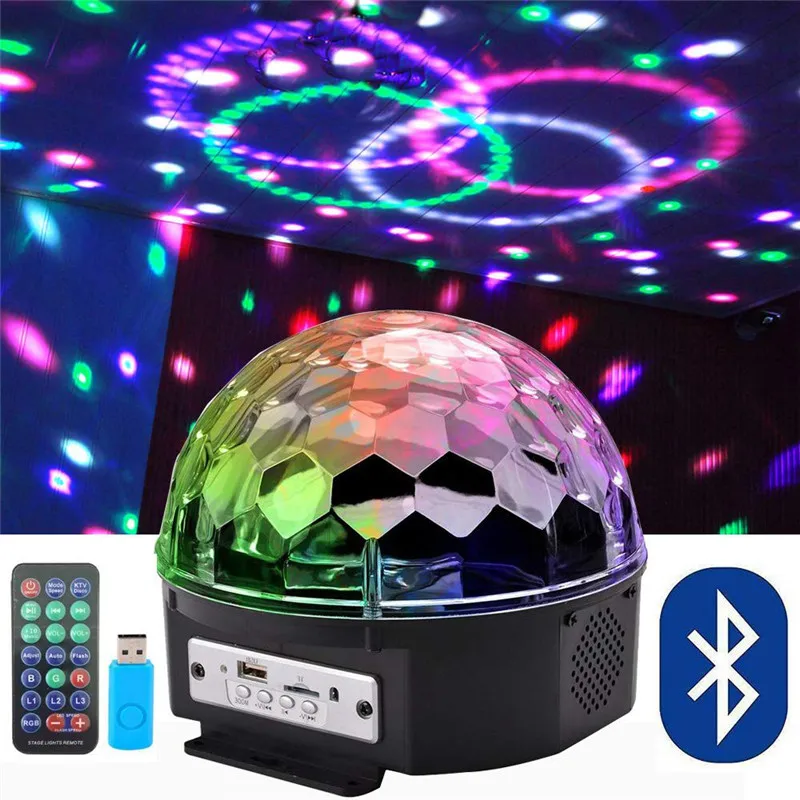 

Bluetooth Speaker Crystal Super LED Strobe Bulb Multi Changing Color Stage Light Wireless Speaker Party Dance Light Aux Input TF