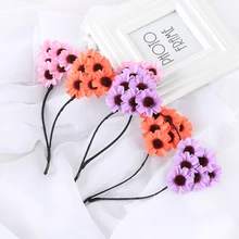 1 шт. женские модные повязки для волос ручной работы с кошачьими ушками Милая повязка детские повязки для волос с цветами красочные аксессуары для укладки Косплей