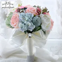 Perfectlifeoh Свадебные цветы букет на память Свадебный букет Коралловая Роза и розовая Гортензия Свадебный букет