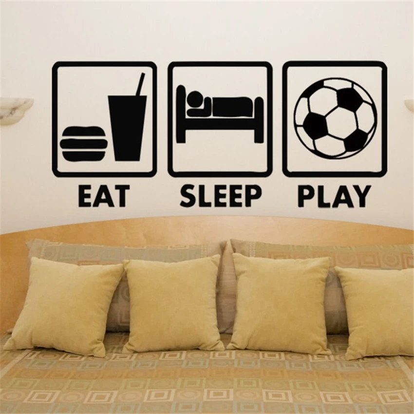 #*Cheap Home Decor Bedroom Wall Decor Eat Sleep Play Football Fan Children #039;s Bedroom Decal Wall Sticker Picture Mural M768
