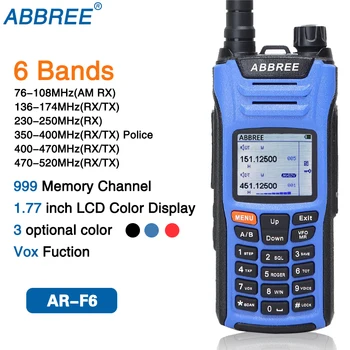 

ABBREE AR-F6 Walkie Talkie six 6 Bands police band LCD Color Display Dual Display Dual Standby 999CH VOX DTMF SOS Ham Radio