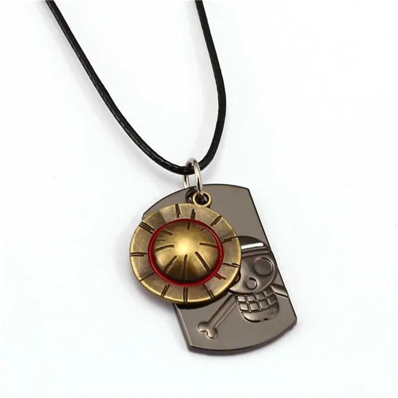 

10pcs/lot Wholesale ONE PIECE Necklace Monkey D Luffy Hat Pendant Luffy Skull Rope Chain Necklace Pendant Anime Jewelry Gift