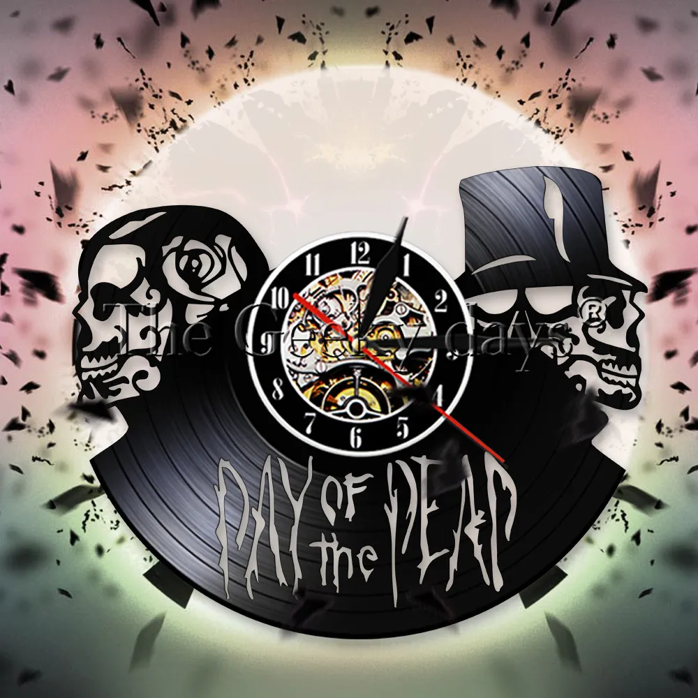 Виниловые Настенные Часы Dia de Muertos Day of the Dead Wall с изображением черепов настенные