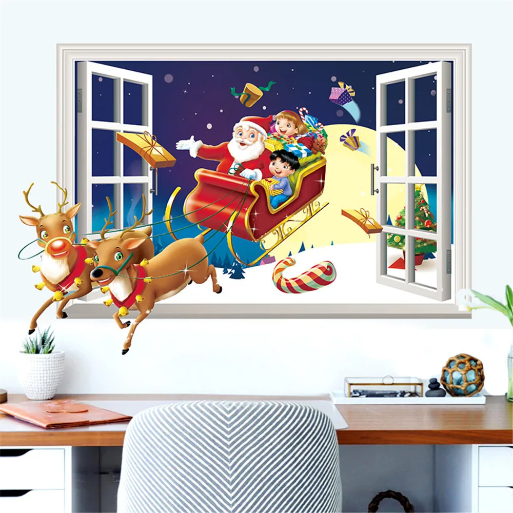 

Stickers planner noel Wall stickers home decor living room2018 Merry Christmas Household Room Wall Sticker Mural